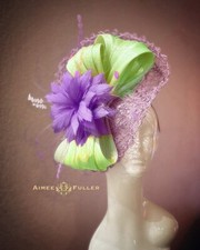Lavender Hat Kentucky Derby Fascinator Purple Apple Green Silk Ascot Hat Del Mar