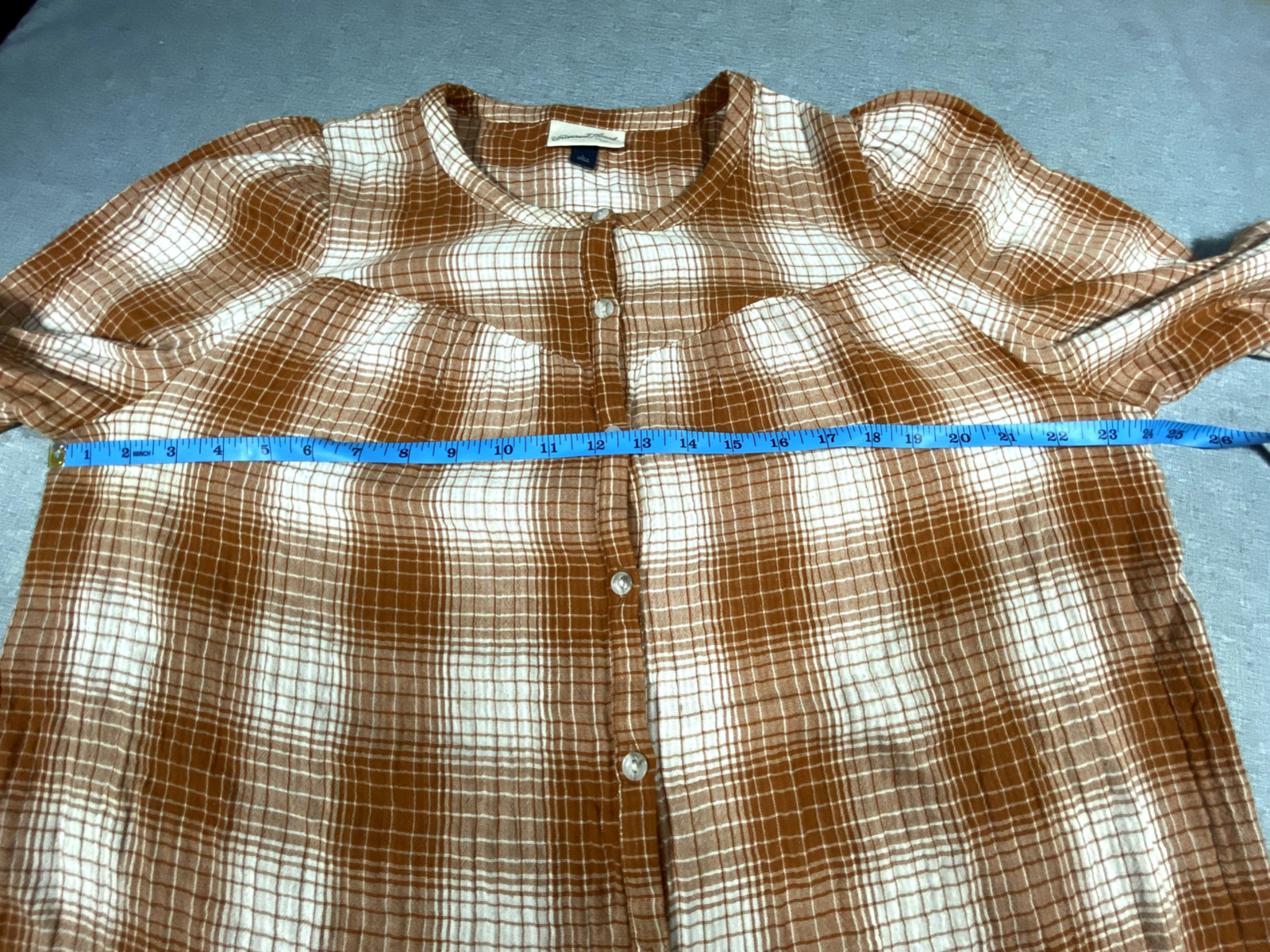 Universal Thread White/Oreange Plaid Button Up To… - image 3
