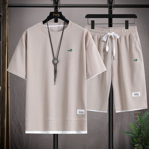 Herren Zweiteiliges Set Leinen Stoff Freizeit T-Shirt und Herren Sportanzug Mode - Bild 1 von 26