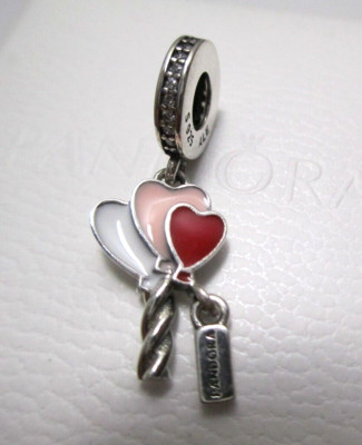 Pink Heart Happy Birthday Balloon New Pandora Dangle Charm Bead w/pouch