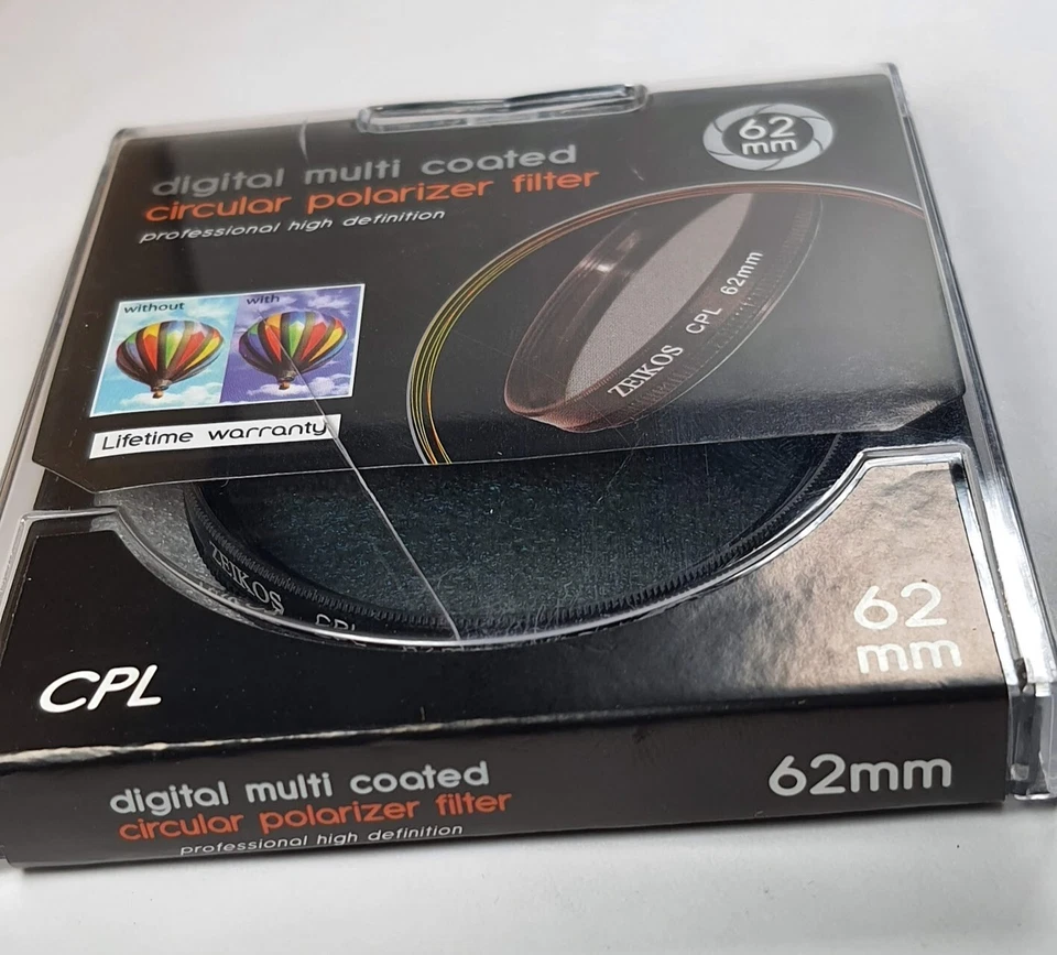 62mm Circular Polarizer CPL Glass Lens Filter 62 mm C-PL E-62 E62 Multi Coated - Image 4 of 4