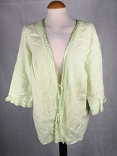 Ladies Jacket Size 18 Ann Harvey Lime Green Linen Summer Casual 3/4 Sleeve