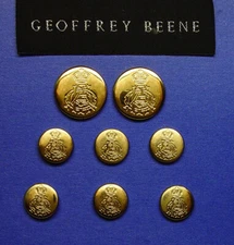 Set of 8 GEOFFREY BEENE 2part gold tone metal replacement buttons fair used cond