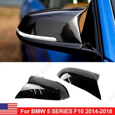 Gloss Black Side Mirror Cover Cap For 5 Series BMW F10 F11 F18 Facelif 2014-2017