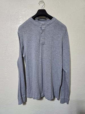 Reigning Champ Gray Midweight Long Sleeve Henley Shirt Medium