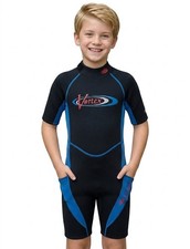 LL BEAN Black/Blue Vortex Wetsuit Neoprene Surf Shorty Beach Kid Sz 4 yr old