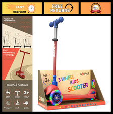 Mini 3-Wheel Scooter for Kids - Lean-to-Steer, LED Light-Up Wheels, Adjustable H