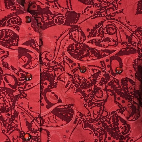 Camisa Cruel Girl Perla Snap Mujer Grande Abotonada Western Paisley Roja - Imagen 4 de 15