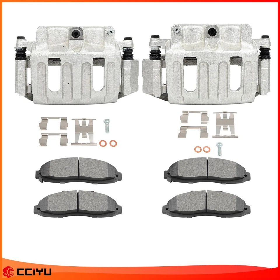 Front Disc Calipers & Ceramic Brake Pads For 1997 - 2002 2003 Ford F-150 5 Lugs - Image 4 of 4