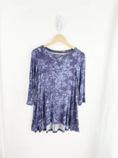 Logo Lori Goldstein XS Purple 3/4 Sleeve Tunic Blouse Women’s XS