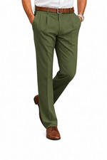 Men's Classic Flat Front Slim Fit Green Slacks Trousers Dress Pants 40Wx32L