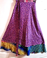 Incredible-art Vintage Silk Sari Magic Wrap Skirt Reversible Double Layer skirt,
