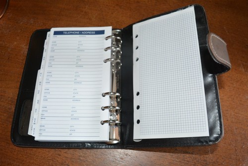 Gebundenes Leder Tagesplaner 6 Ringe undatiert 3 3/4" x 6 3/4" Seiten - Bild 13 von 13
