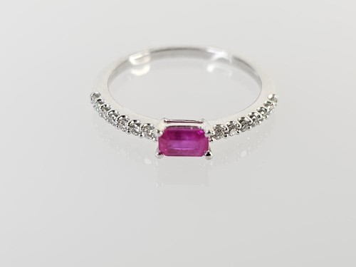 14K White Gold APX 1/2 CTW Genuine Baguette Ruby Diamond Ring Sz 7.5 (ML1075013) - Picture 5 of 8