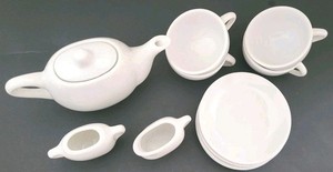 Children's 12 Piece White China Mini Size Play Tea Set For Four