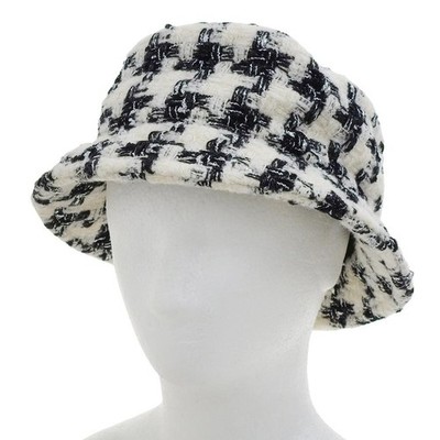 CHANEL hat COCO Mark Houndstooth Tweed Hat White black wool  display picture 2