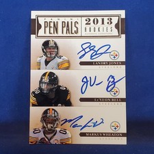 2013 Panini Pen Pals Le'veon Bell Marcus Wheaton Landry Jones Steelers RC Auto