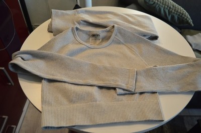 Light Grey  aim'n  Ribbed Crop Long Sleeve u. Leggin aim'n Sportswaer