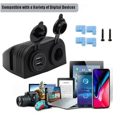 12V Dual B 4.2A Charger Power Socket Outlet Surface Mount Fit for Car Marine