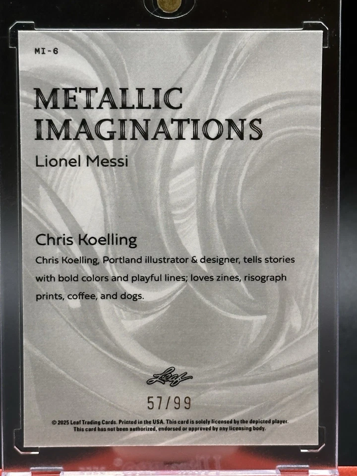 /99 Lionel Messi Gold Holo 2025 Leaf Metallic Imaginations Anime SP Foto 2 de 2