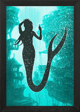 Mermaid Framed Wall Art Poster Canvas Print Picture