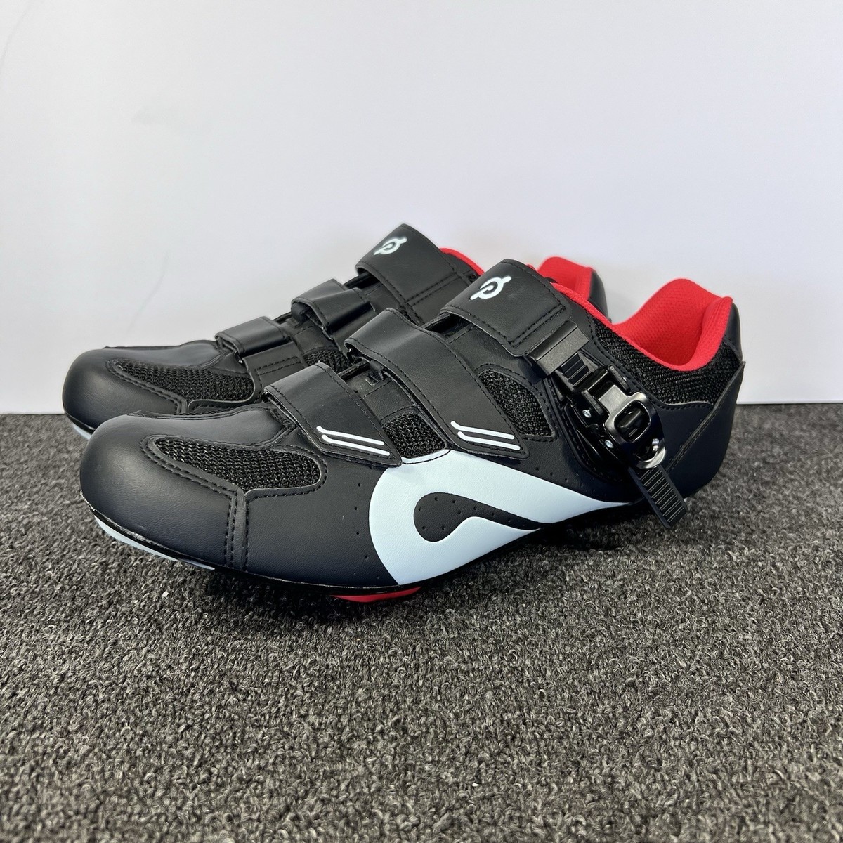 Peloton Mens EU 46 US 12 Cycling Shoes Cleats Black Red PL-SH-B-46 Logo Peloton Cycling Shoes Mens Size 46 US 12 Workout Spin Black  main image 2