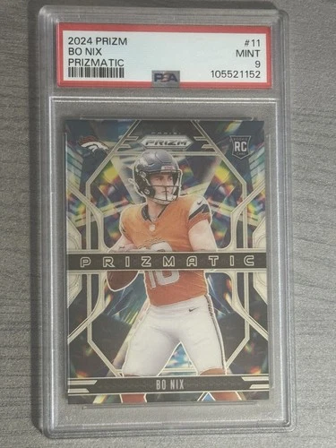 2024 Panini Prizm Bo Nix Rookie Prizmatic PSA 9 Denver Broncos