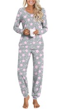 Womens Pajamas Sets, 2 Piece Lounge Pjs Set Long Sleeve Long Pant Ladies Slee...