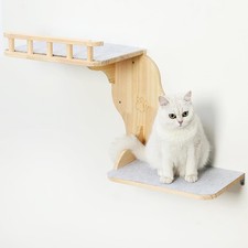 Cat Wall Perches, 2-Levels Corner Shelves Wall-Mounted Platform with Scrathin...