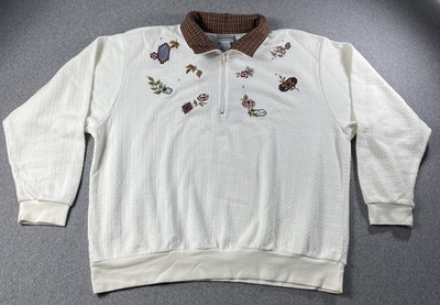 #ad Vintage Napa Valley Embroidered Sweater 1 4 Zip Size XL $19.20