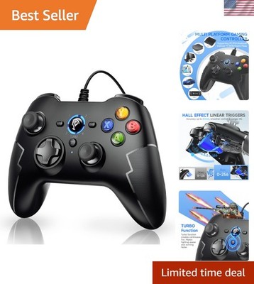 Plug & Play Wired Controller for PC, PS3 & Android TV | Turbo Function Included