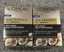 “Lot Of 2” L'Oreal Age Perfect Cell Renewal Anti-Aging Night Moisturizer 1.7oz