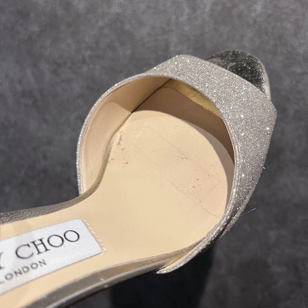 APL Jimmy Choo Mules sandali tacco glitter argento EU36 5 US6 5 83483c