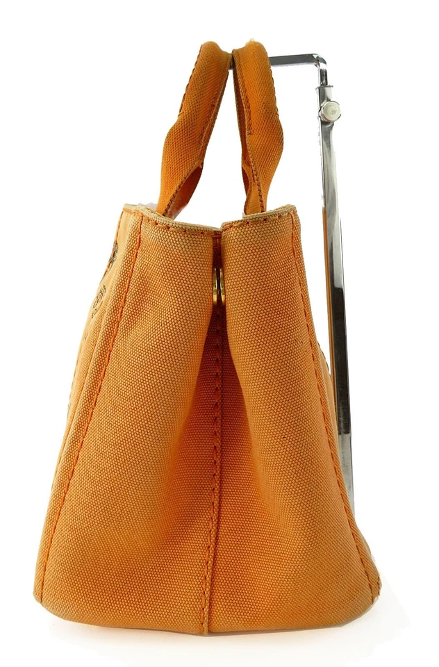 Подлинный PRADA Канапа оранжевый холст ручная сумка с короткими ручками сумочка #62206 - Изображение 4 из 4