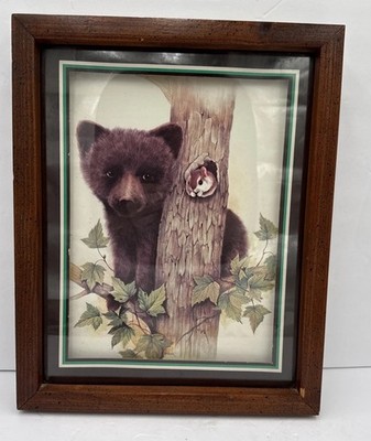 Vintage Frank Massa Bear Framed Wall Art Decor Babes In The Woods