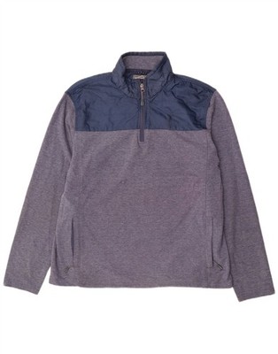 Eddie Bauer Herren Zip Neck Sweatshirt Pullover Large Blau Colourblock CS16