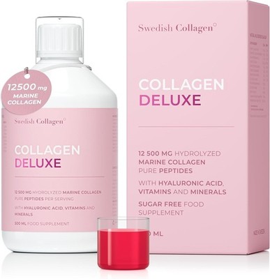Swedish Collagen Deluxe | 12,500 mg Hydrolyzed Marine Collagen Liquid Supplem...