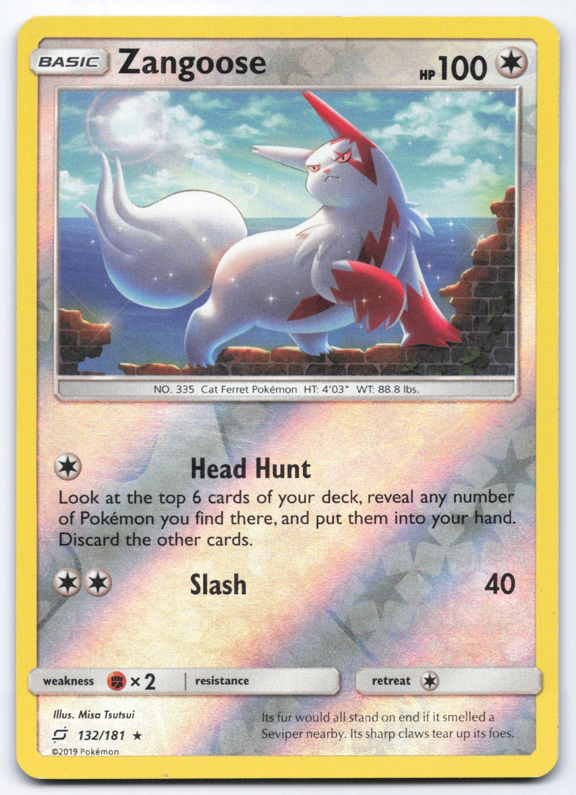 Zangoose 132/181 Team Up Reverse Holo Rare Pokemon Card