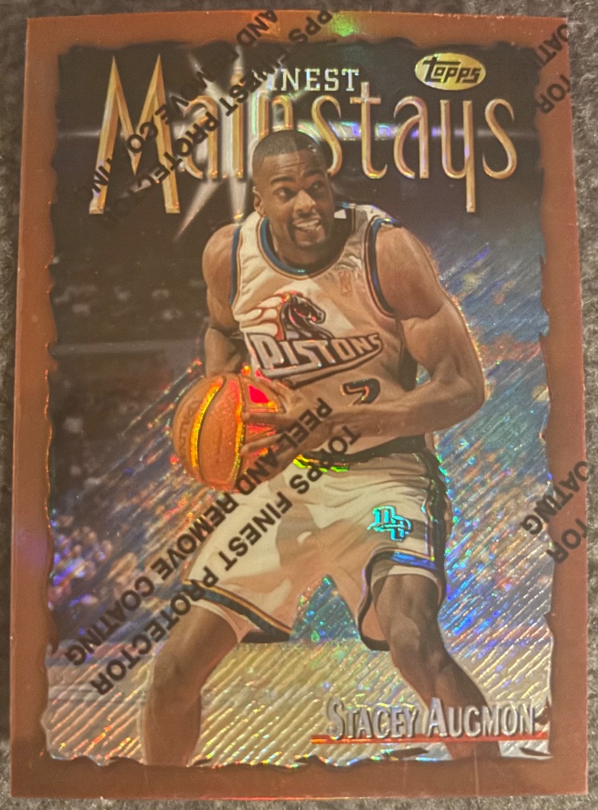 1996-97 Topps Finest Bronze MAINSTAYS REFRACTOR #178 Stacey Augmon w/Coating