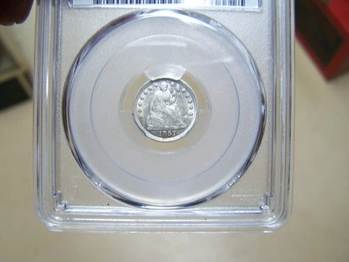 1857   H10C LIBERTY SEATED HALF DIME  PCGS  AU DETAILS