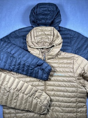 Eddie Bauer EB650 Mens Large Tall Down Hooded Puffer Jacket Lot of 2 Black Gold