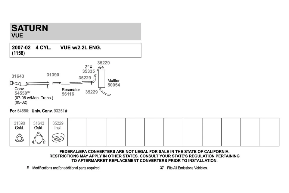 For Chevy Classic 04-05 Exhaust Pipe Flange Gasket Perforated Metal w Fiber Core - Imagem 2 de 4