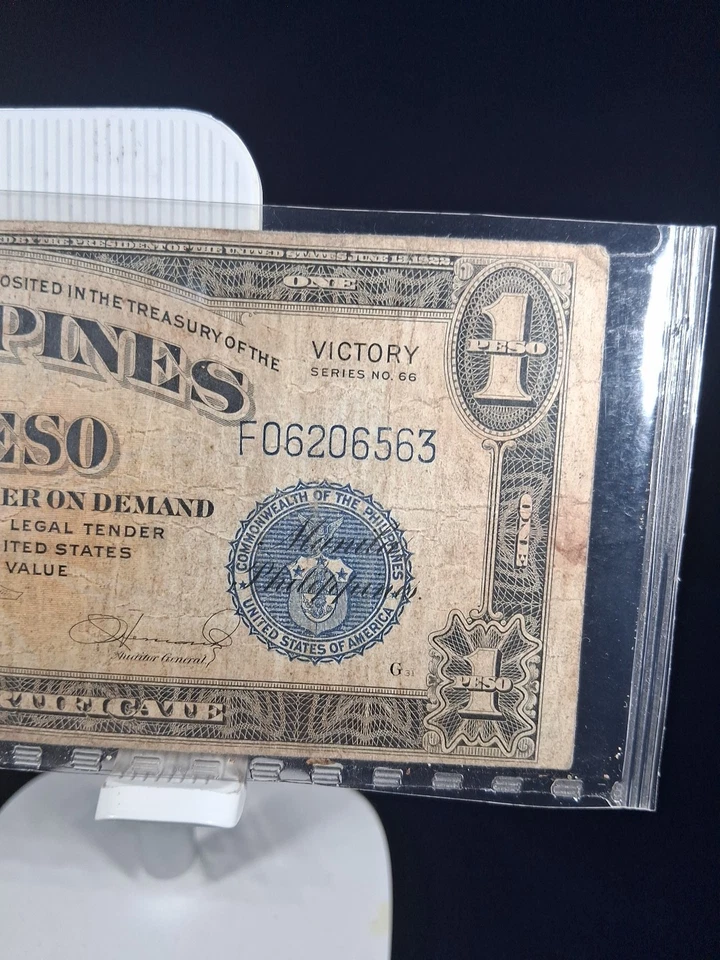 1922 EE. UU. FILIPINAS CERTIFICADO TESORO VICTORIA UN PESO Foto 4 de 4