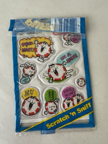 VINTAGE 1984 TREND SCRATCH N SNIFF PUFFIES PUFFY PEPPERMINT STICKERS NEW SEALED - Picture 2 of 4