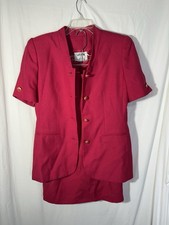 Kasper ASL Women  s Pink Lined 2 Piece Skirt Zip Up Jacket Suit Size 8