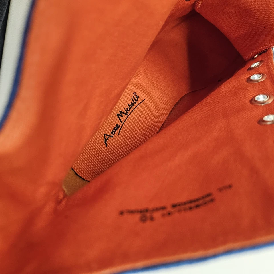 Anne Michelle Nowell Stiletto Laceup Sneaker Heels 10 Navy Blue NY Knicks Sporty - Image 3 of 4