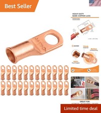 25pcs 4 AWG 5/16" Stud Battery Lugs, Ring Terminals, Heavy Duty Copper Wire L...