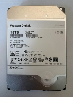 Western Digital Ultrastar DC HC550 18 TB Internal SATA Hard Drive - 0F38459