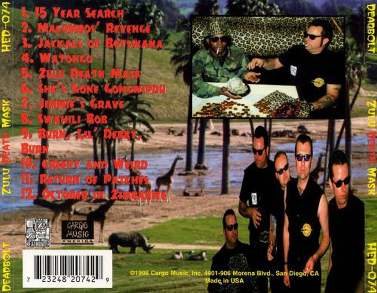 DEADBOLT - Zulu Death Mask CD (Surf / Psychobilly / Headhunter HED