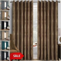 Virginia Jacquard Ring Top Eyelet Curtain Fully Lined Living Room Window TieBack